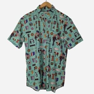 RSVLTS Parks and Recreation Knope Button Down Shirt Mint Size Large